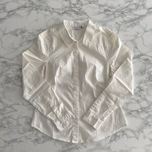 White Fitted Button-Down Shirt